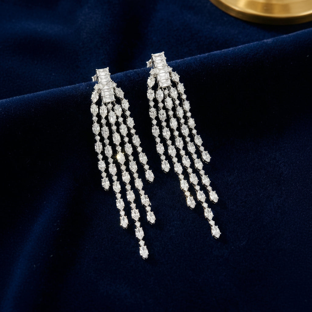 Midnight Silver Dew Earrings