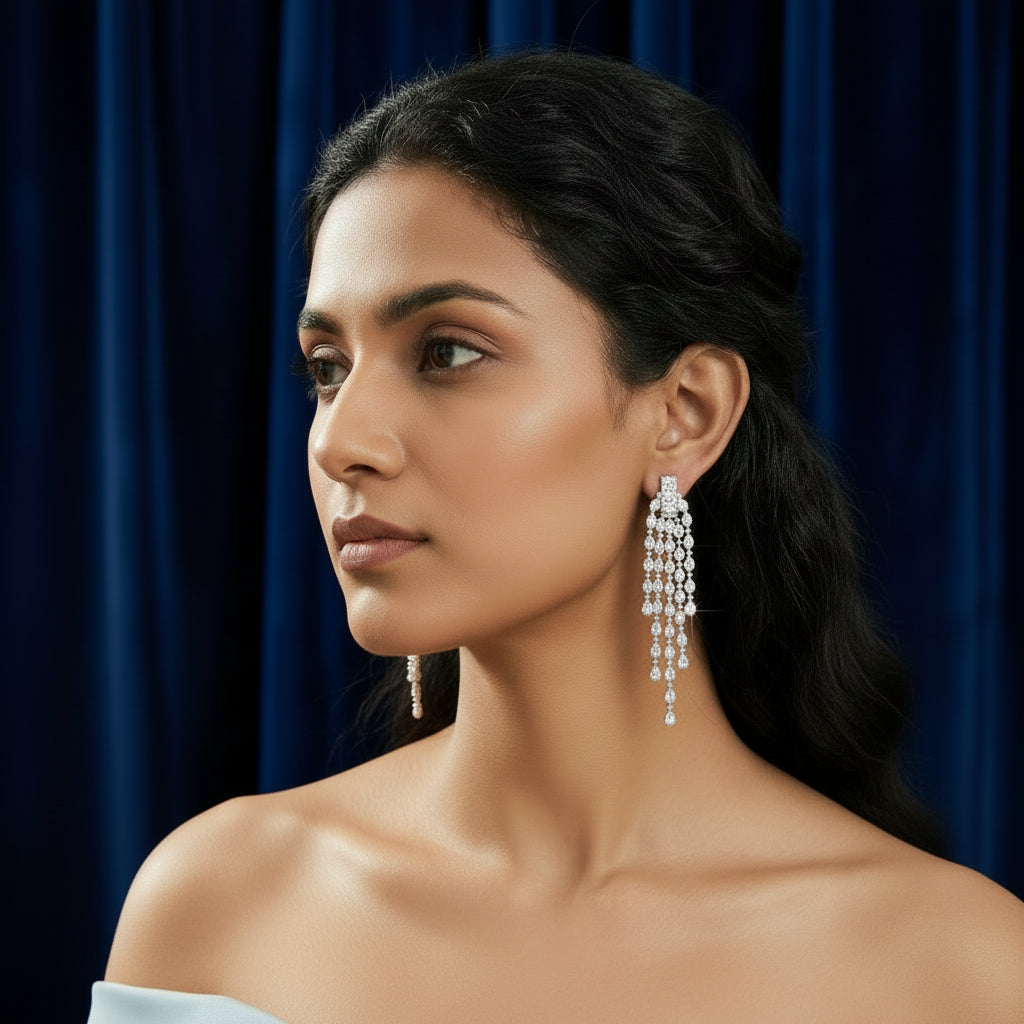 Midnight Silver Dew Earrings