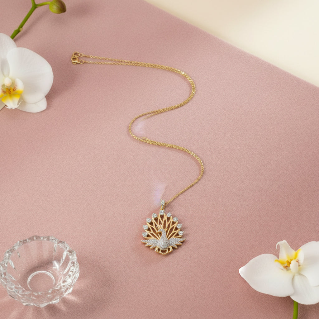 18K Gold Plated Radiant Regal Peacock Necklace