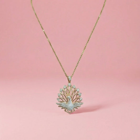 18K Gold Plated Radiant Regal Peacock Necklace