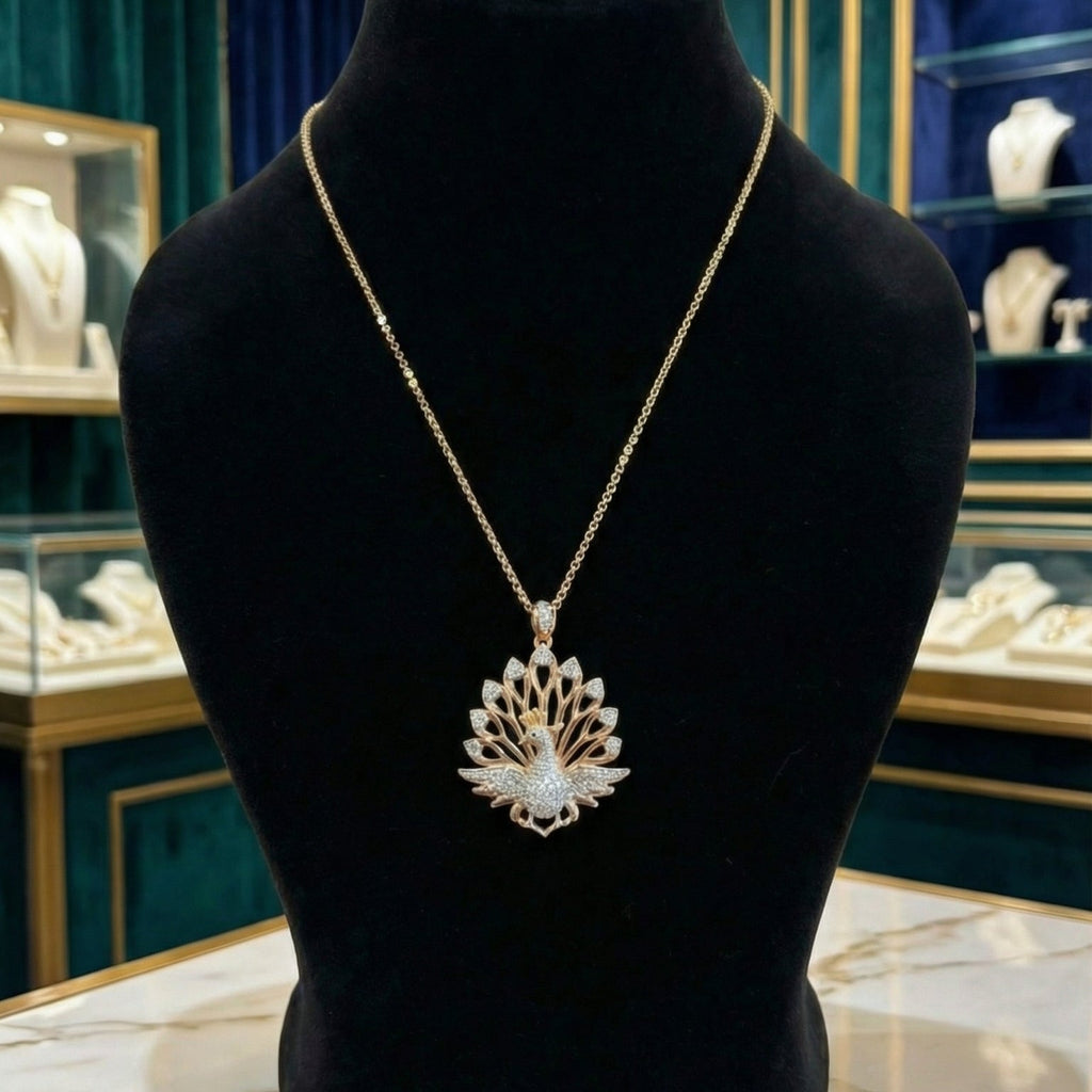 18K Gold Plated Radiant Regal Peacock Necklace