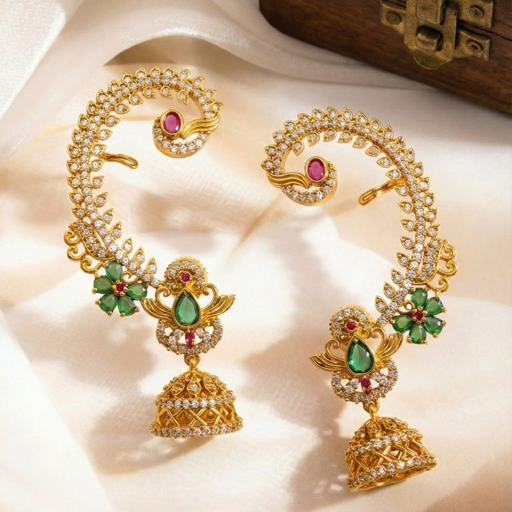 Regal Vine AD Jhumka Earcuff
