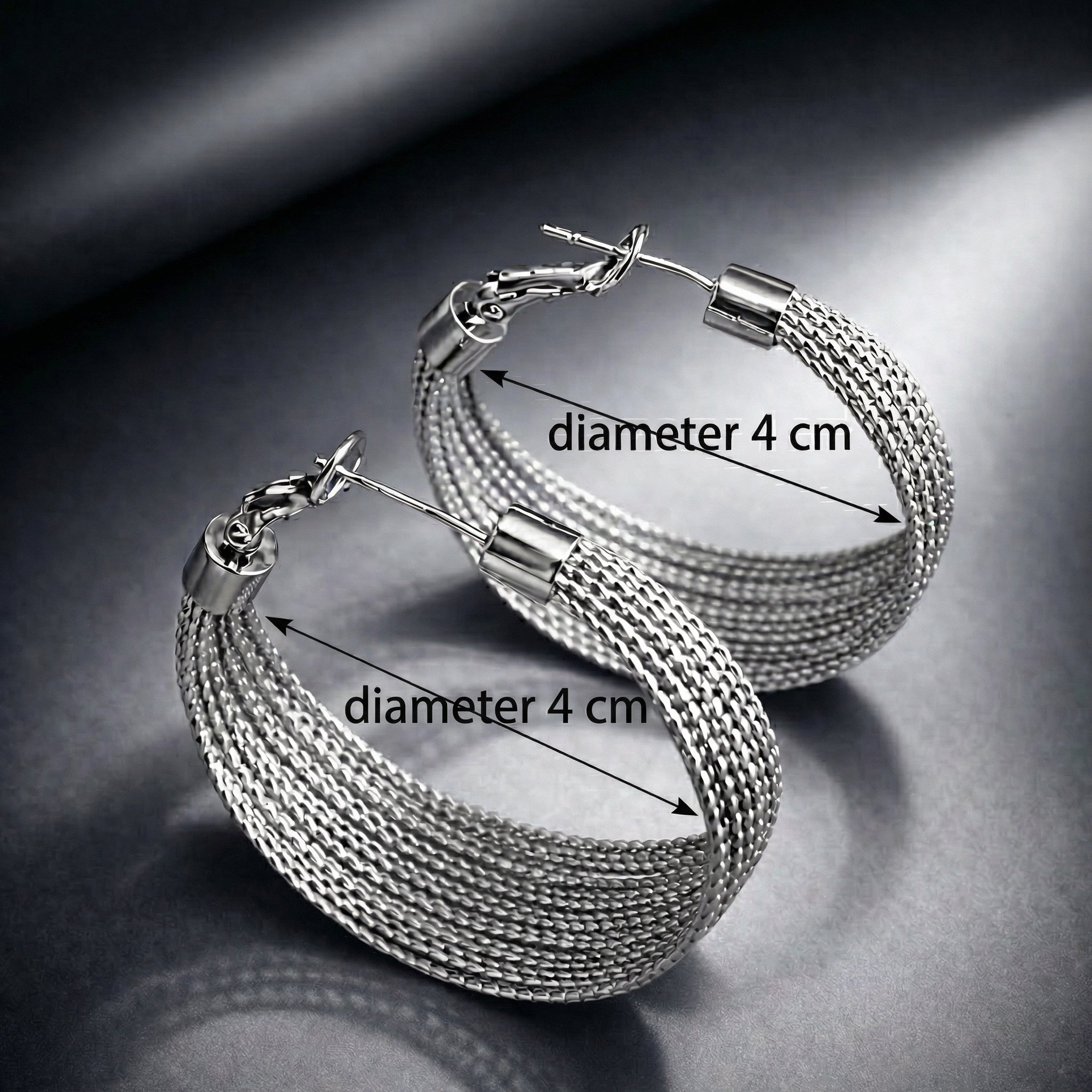 Woven Silver Tone Hoops