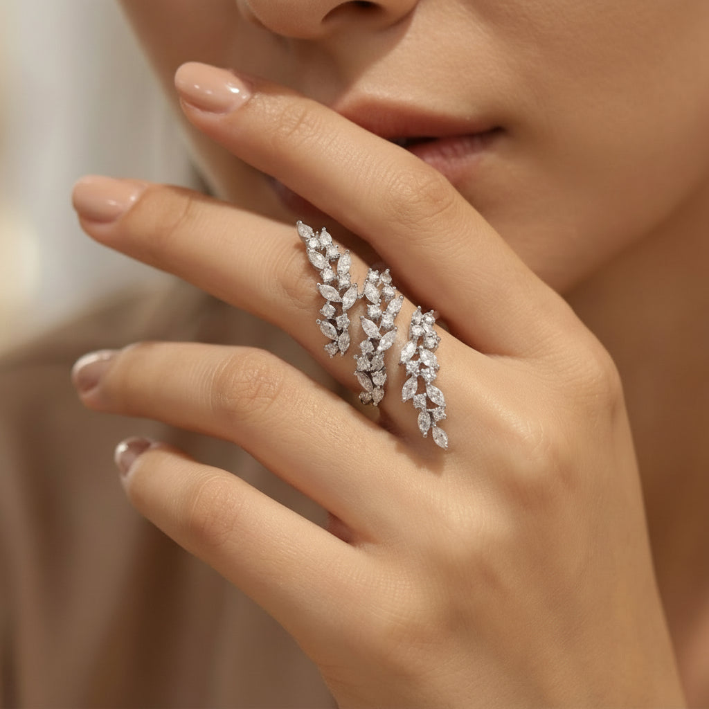 CZ Studded Premium Adjustable Finger ring