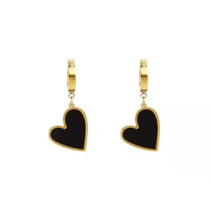 Stainless Steel Gold Plated Tarnish-Free Heart Drop Earrings