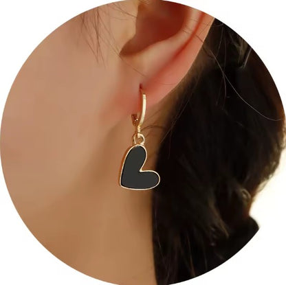 Stainless Steel Gold Plated Tarnish-Free Heart Drop Earrings