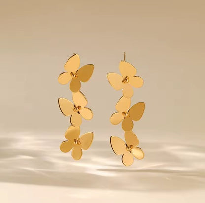 Stainless Stell Gold Plated Butterfly Drop Earrings