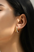Heart Pearl C Shaped Stud Earrings