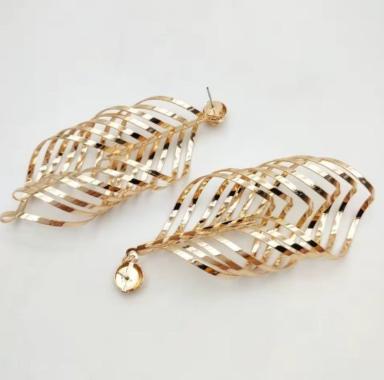Irregular Twisted Long Drop Statement Earrings