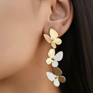 Stainless Stell Gold Plated Butterfly Drop Earrings