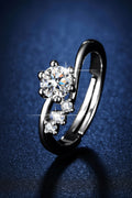 Silver Plated American Diamond Studded Contemporary Anti Tarnish Adjustable Finger Ring