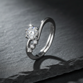 Silver Plated American Diamond Studded Contemporary Anti Tarnish Adjustable Finger Ring