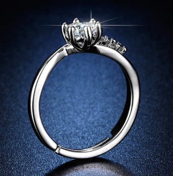 Silver Plated American Diamond Studded Contemporary Anti Tarnish Adjustable Finger Ring