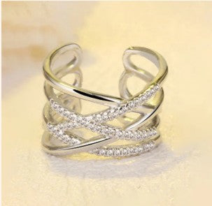 Silver Plated American Diamond Studded Contemporary Ring