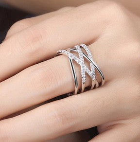 Silver Plated American Diamond Studded Contemporary Ring