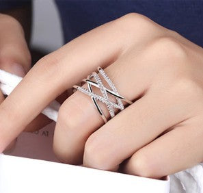 Silver Plated American Diamond Studded Contemporary Ring