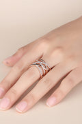 Rose Gold Plated American Diamond Studded Contemporary Adjustable Finger Ring