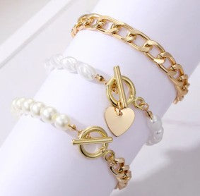 Golden Heart and Pearls Stack (Stack of 3)