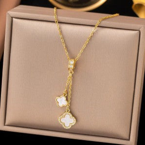 Duo Clover Drop Necklace