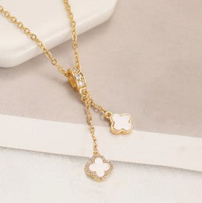 Duo Clover Drop Necklace