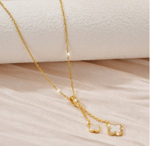 Duo Clover Drop Necklace