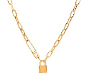 Edgy Gold Lock Chain Necklace