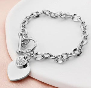 The Heartbeat Link: SIliver Plated Heart Charm Bracelet