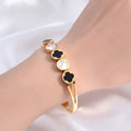 The Contrasting Black & White Clover Bangle