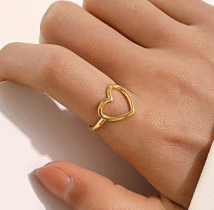 Gold Plated Tarnish free Stainless Steel Open heart ring