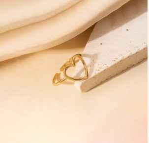 Gold Plated Tarnish free Stainless Steel Open heart ring