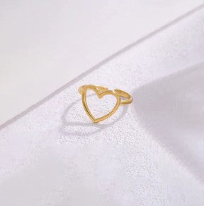Gold Plated Tarnish free Stainless Steel Open heart ring