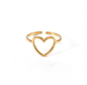 Gold Plated Tarnish free Stainless Steel Open heart ring
