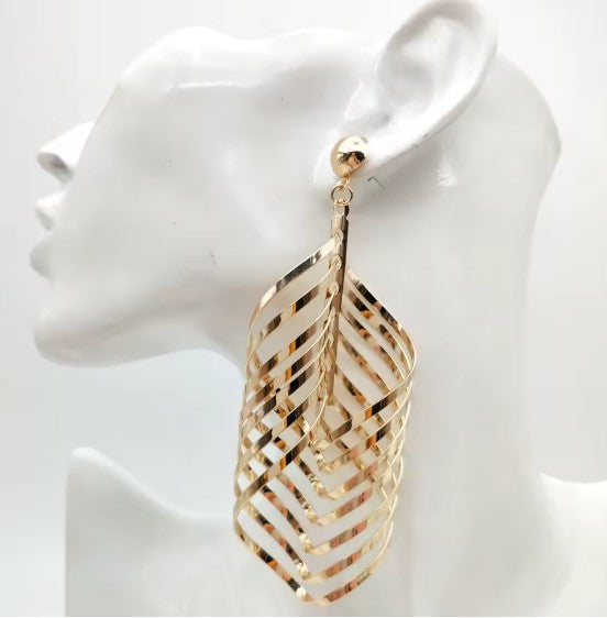 Irregular Twisted Long Drop Statement Earrings