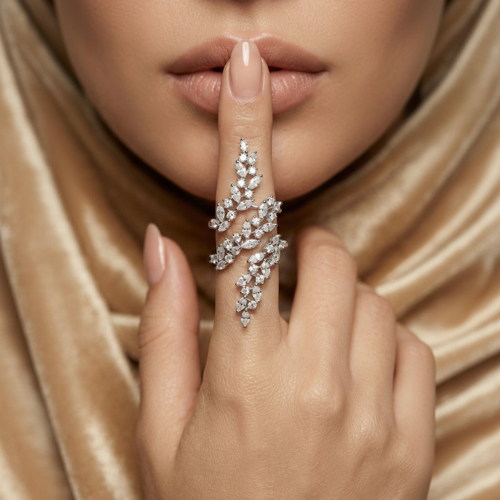 CZ Studded Premium Adjustable Finger ring