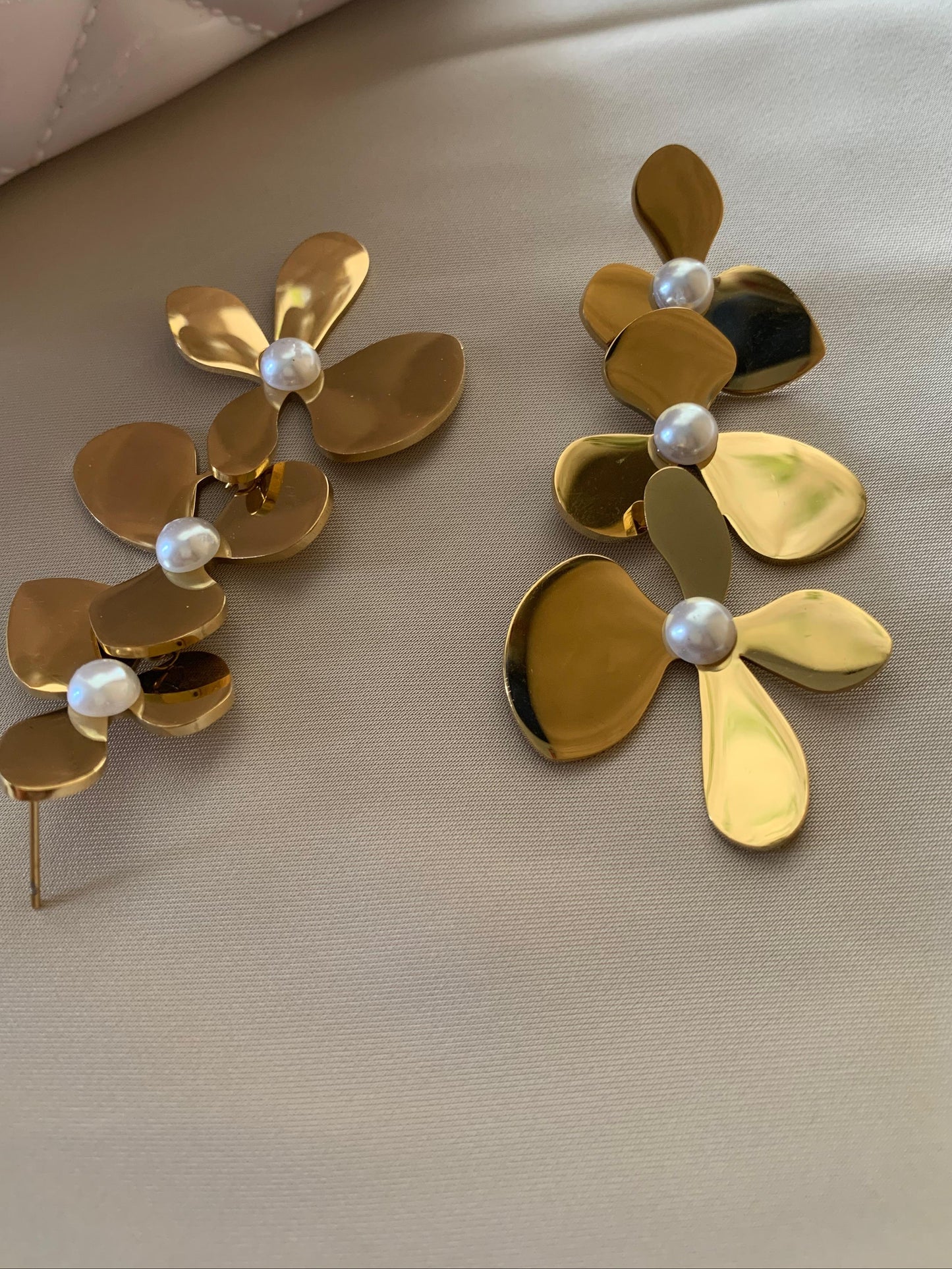 Blooming Floral Gold Plated Drop Statement Earrings