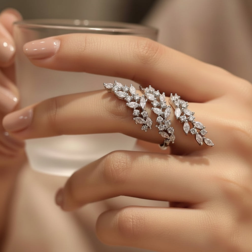 CZ Studded Premium Adjustable Finger ring