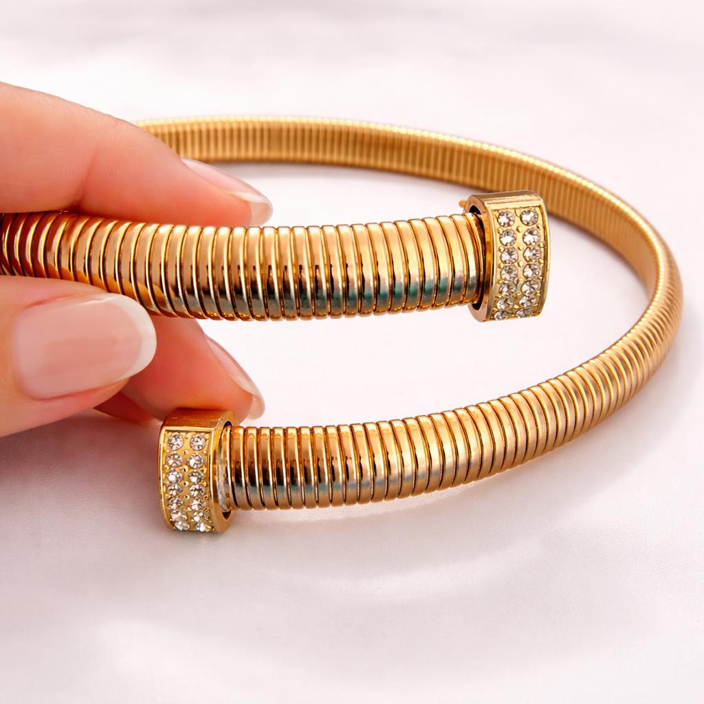 18k Gold-Plated Coiled Overlap Choker Necklace