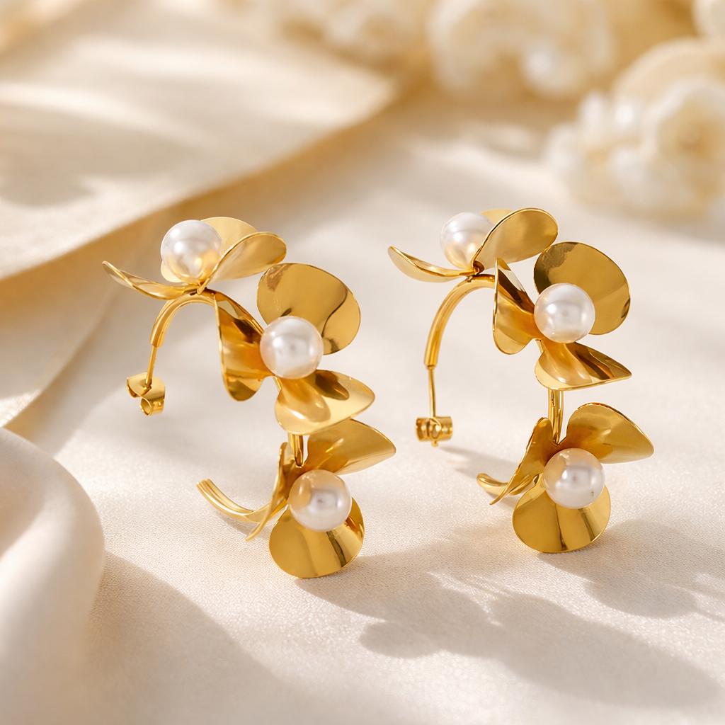 Golden Bloom Hoop Earrings