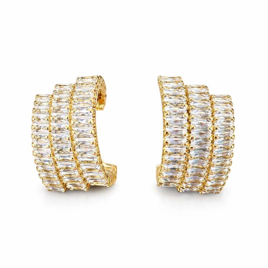 Triple-Row Baguette Earrings