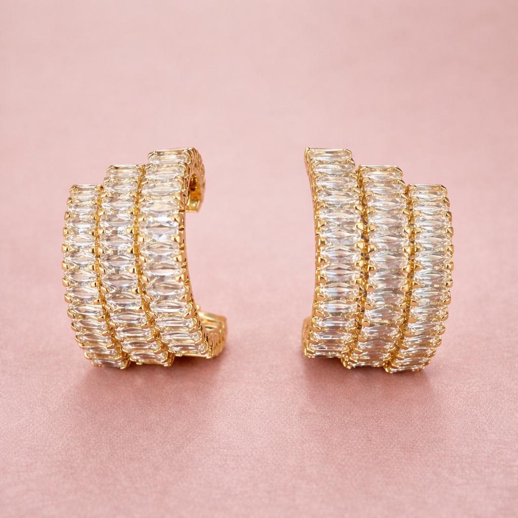 Triple-Row Baguette Earrings