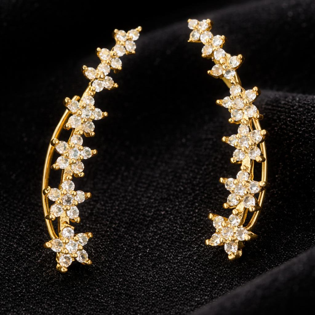 Starlit Petal Earcuffs