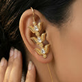Elegant White Triple-Tiered Lotus Needle Earcuffs