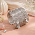 Heart-Charm Mesh Cuff Bracelet
