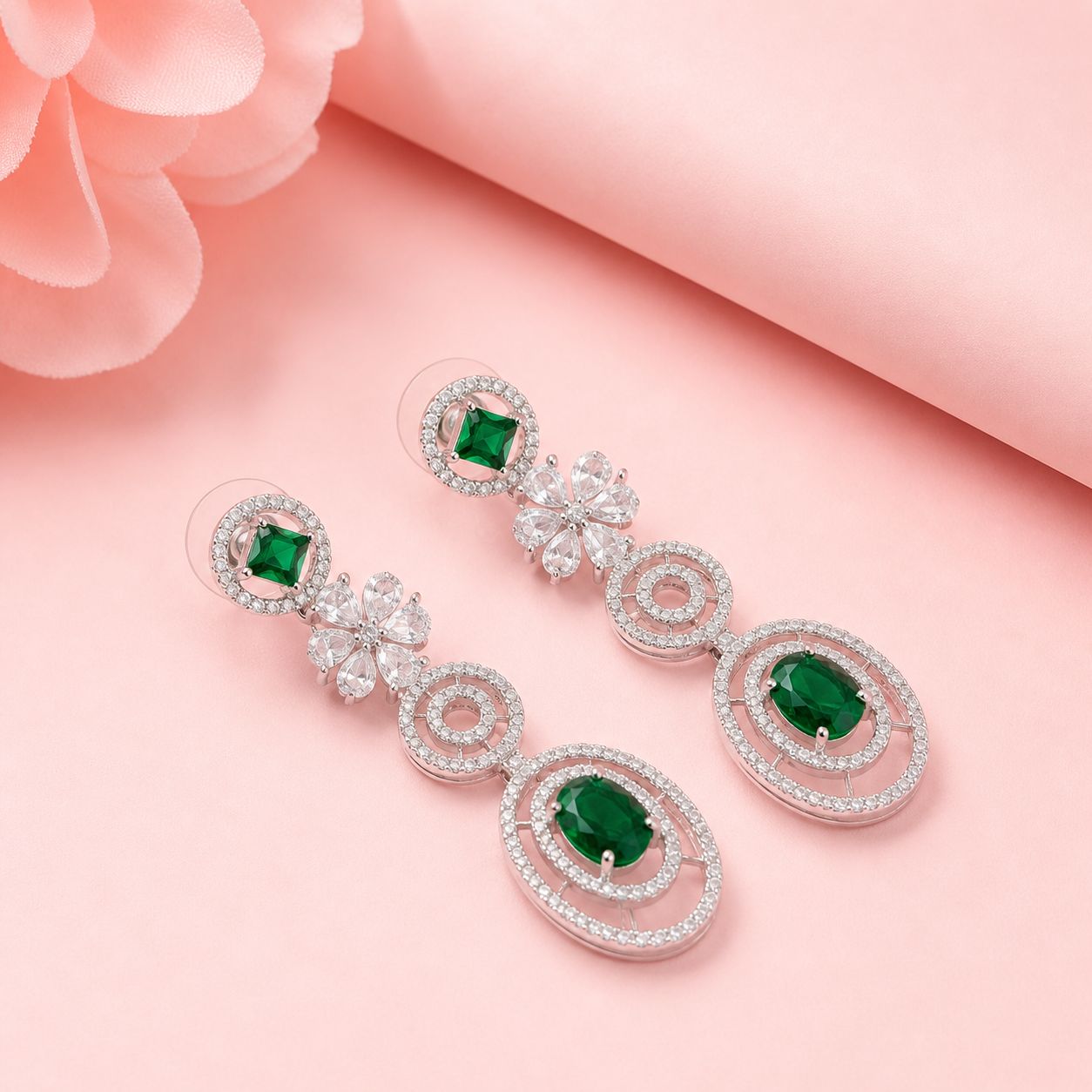 Emerald Radiance AD drop Earrings