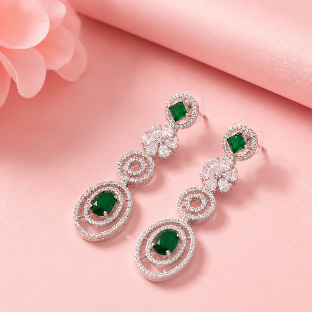 Emerald Radiance AD drop Earrings