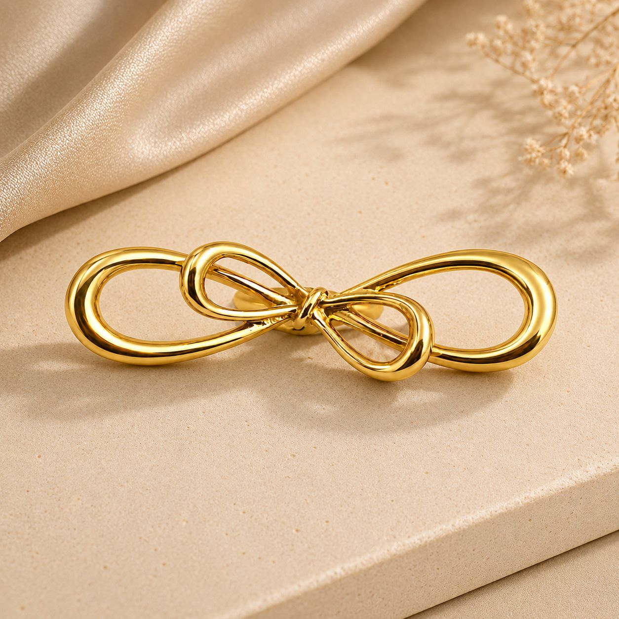 Gold Plated Adjustable Bow Knot Statement Ring