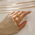 Gold Plated Adjustable Bow Knot Statement Ring
