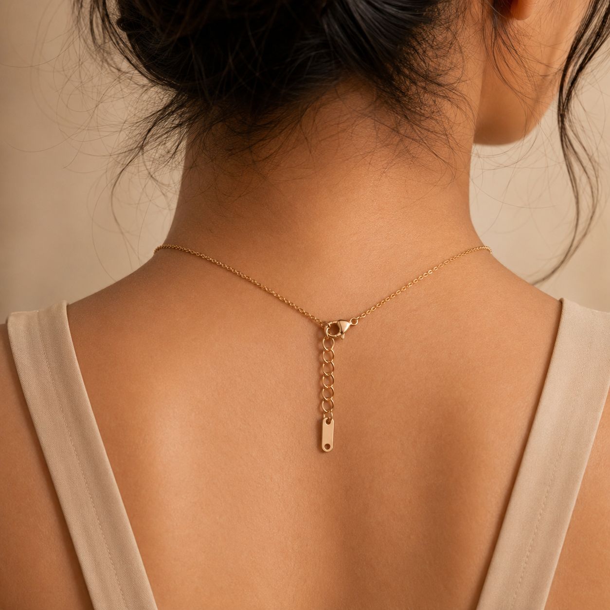 Gold Plated Square Multicolor Stone Chain Necklace