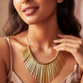 Bold Gold Fringe Statement Necklace