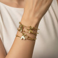Stainless Steel Gold-Tone Dragonfly Motif Layered Open Cuff Bangle Bracelet